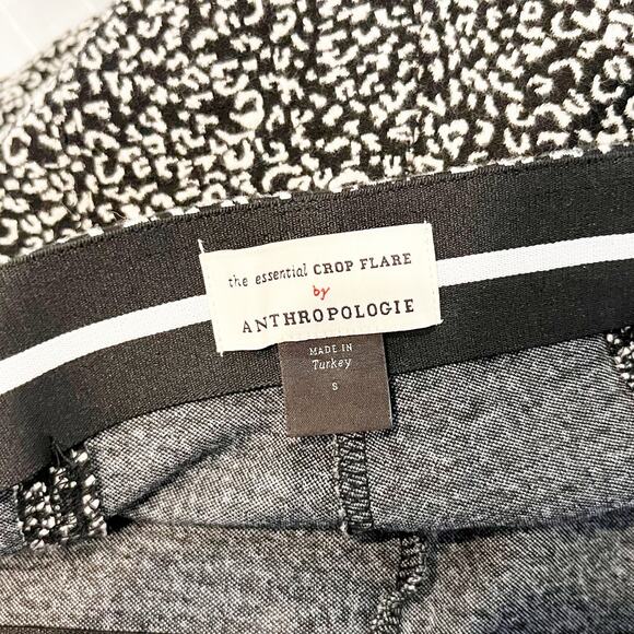 Anthropologie The Essential Leopard Cropped Flare Trousers Black White Small - Picture 3 of 10